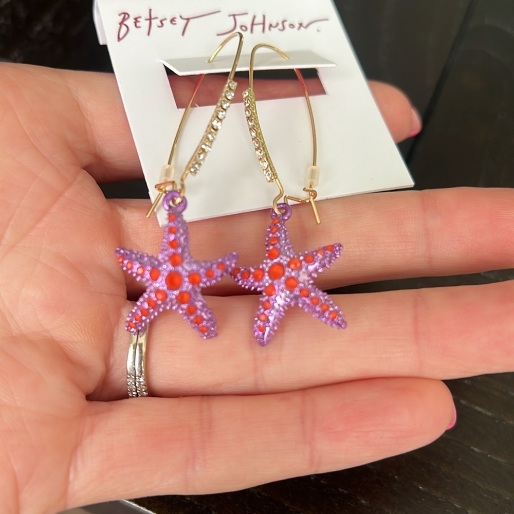 Betsey Johnson Vibrant Pink Starfish Earrings - Picture 5 of 5